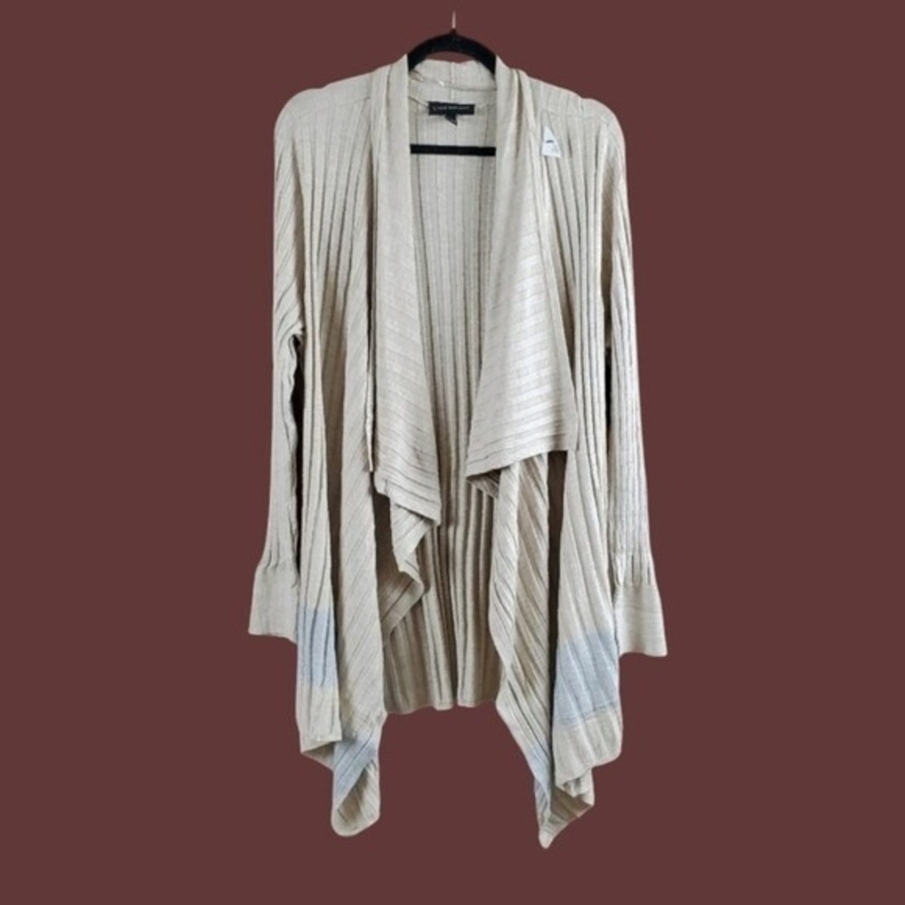 Lane Bryant Womens Oatmeal Open Front Ribbed Cardigan Sweater Size 14 / 16 NWOT